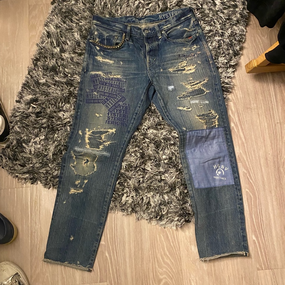 Hysteric glamour patchwork studded jeans
